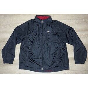 Starter Track Jacket Mens XL Black Red Full Zip Windbreaker Vintage Gray